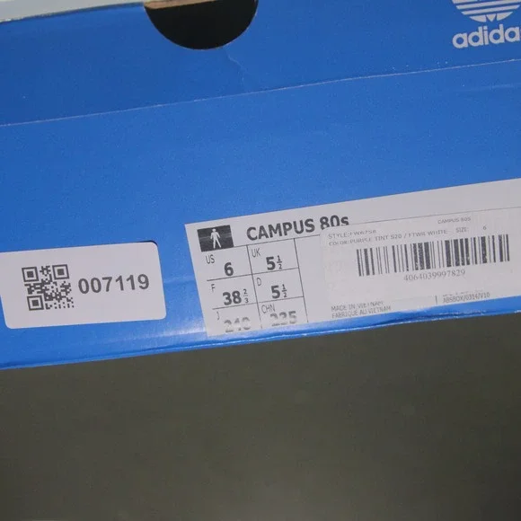 adidas Campus 80s Low Size 6youth=7.5womens Light Purple White Running Sneakers - Picture 7 of 10